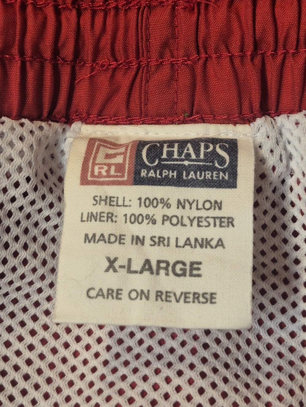 Vintage 90s Chaps Ralph Lauren Swim Trunks Red Nylon Logo XL Short Inseam - Picture 8 of 14